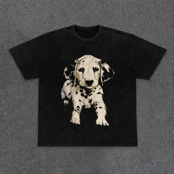 Vintage Wash Dalmatian Print T-Shirt