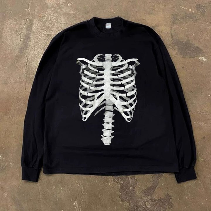 Dark Aesthetic Vintage Skeleton Long Sleeve Tee