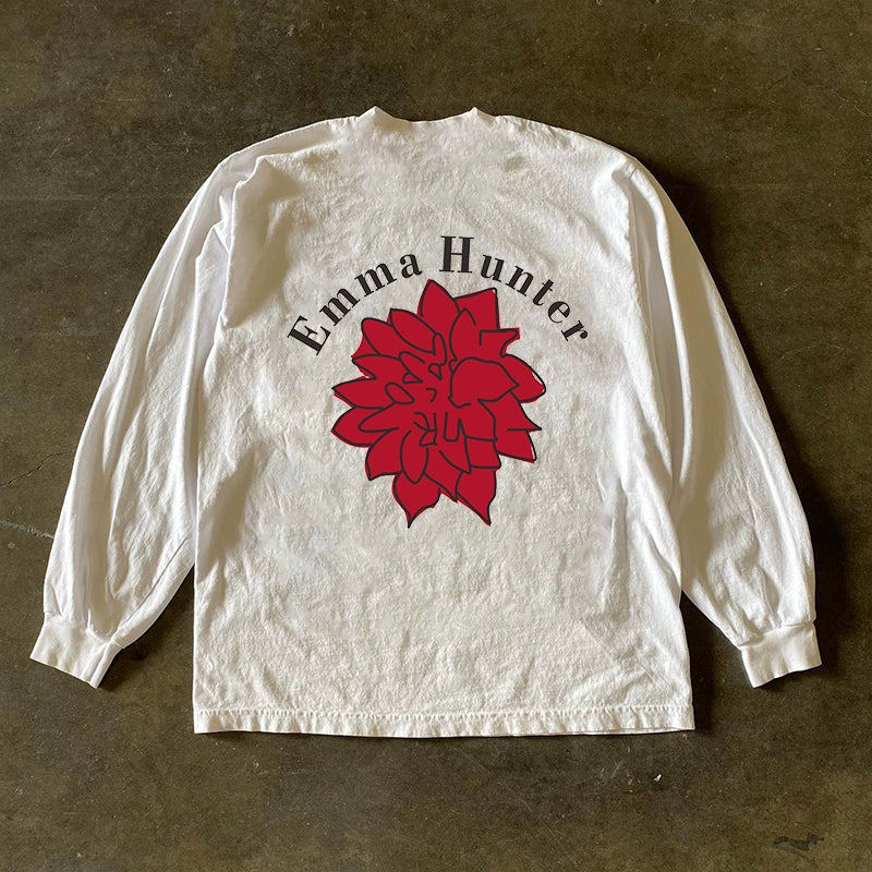 Impermeable Big Red Flower Graphic Long-Sleeved T-Shirt