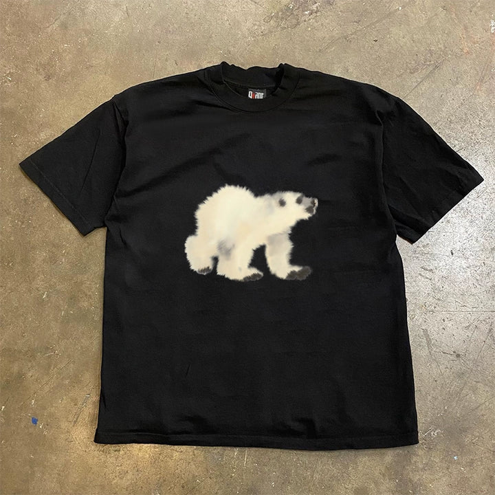 Retro Polar Bear Graphic Short Sleeve T-Shirt