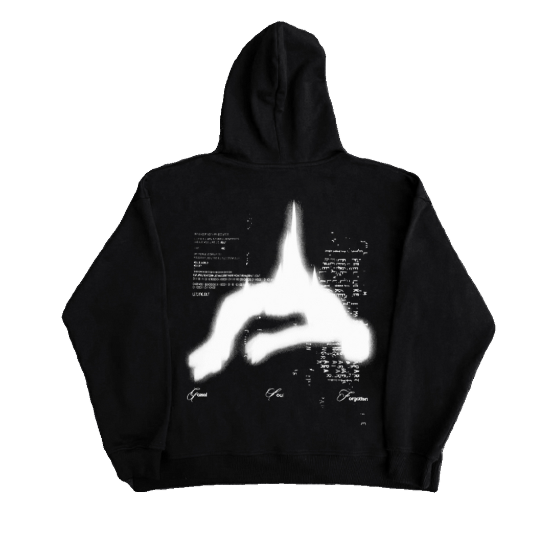 Vintage Black Hoodie with Digital Print Design