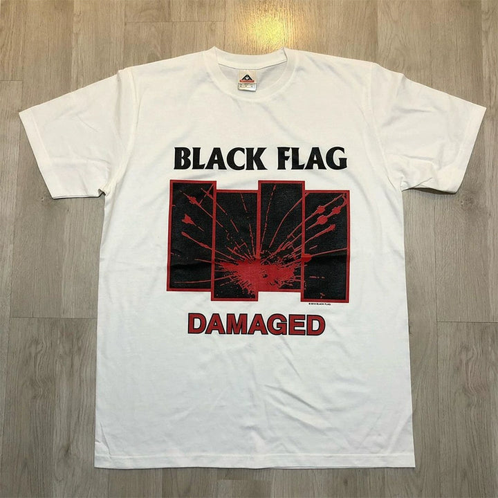 Black Flag Damaged Heavy Cotton Graphic T-Shirt