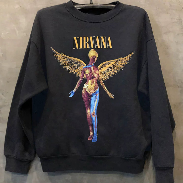 Nirvana Angel Retro Cobain Rock Band Sweatshirt