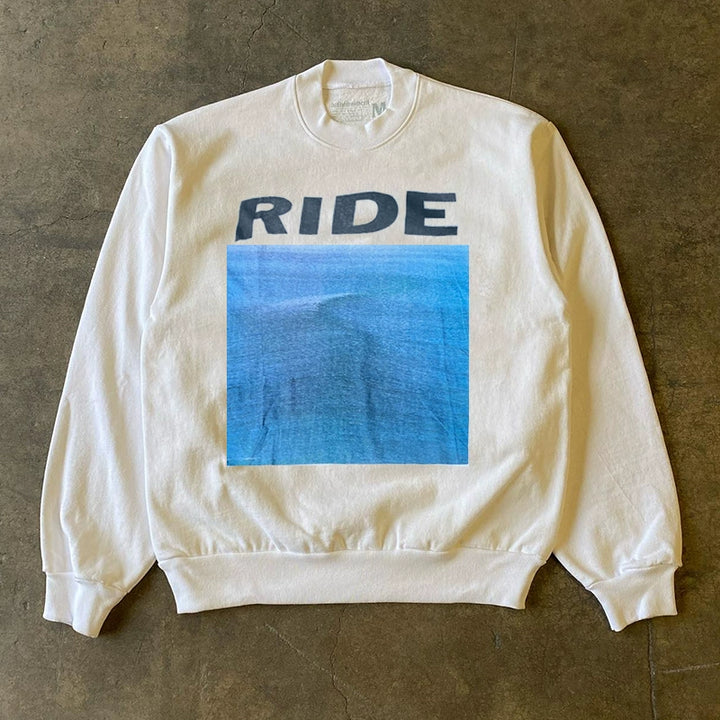 Ride band nowhere album cover vintage American retro long sleeve men's and women's lazy loose sweatshirt