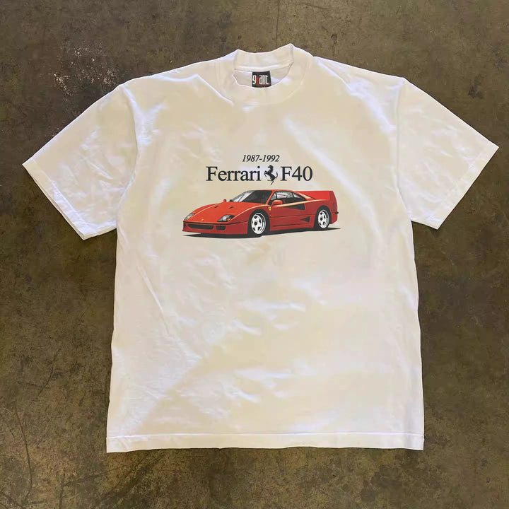 F40 Street Style Graphic Tee in Heavyweight Cotton