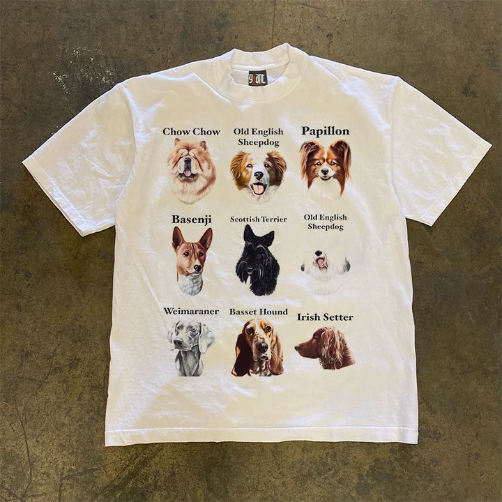 Versatile Puppy Print Short Sleeve T-Shirt