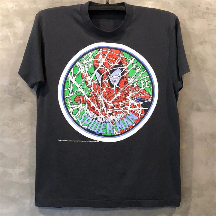 Anime-Inspired Co-Branded Spider-Man Graphic T-Shirt