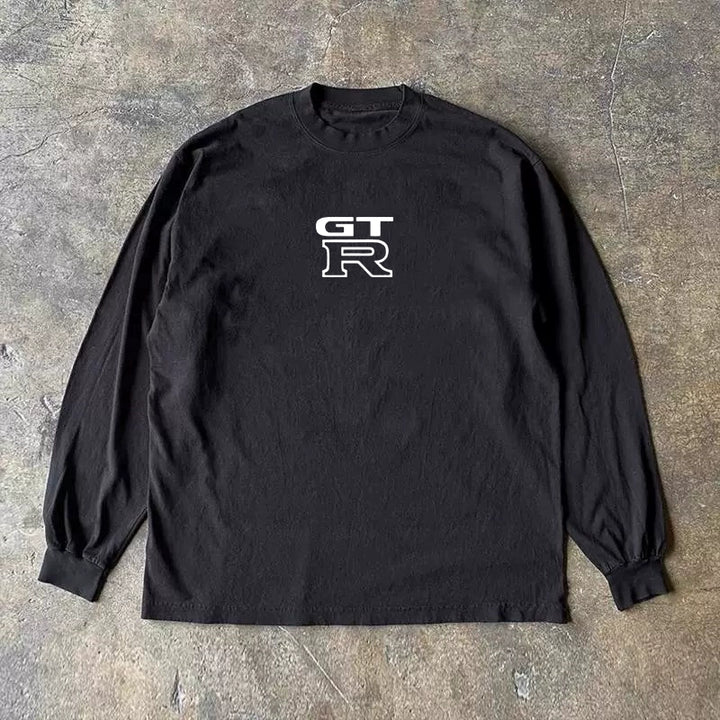 Cotton GTR Letter Print Long Sleeve Tee