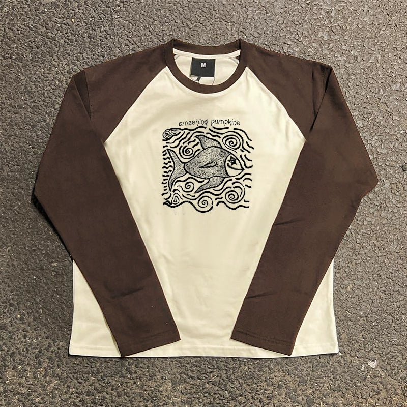 Oversize Long Sleeve T-Shirt with Unique Illustrations