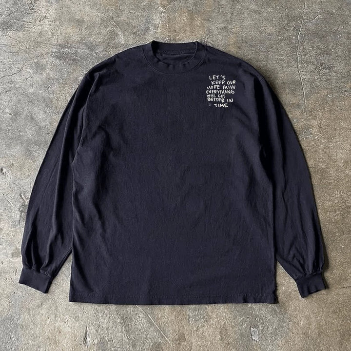 Spring & Autumn American Fashion Long-Sleeved Graphic Tee