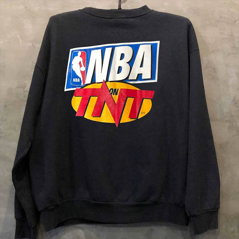 Retro Cartoon Print Basketball Sweatshirt