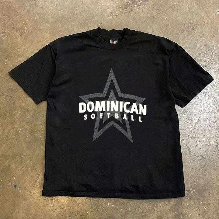 Dominican Five-Pointed Star Hip-Hop Short Sleeve T-Shirt