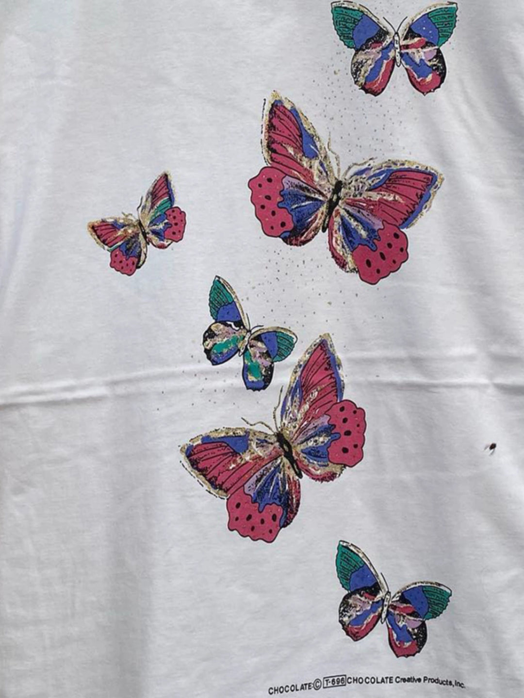 Vintage American Retro Butterfly Print Cotton T-Shirt