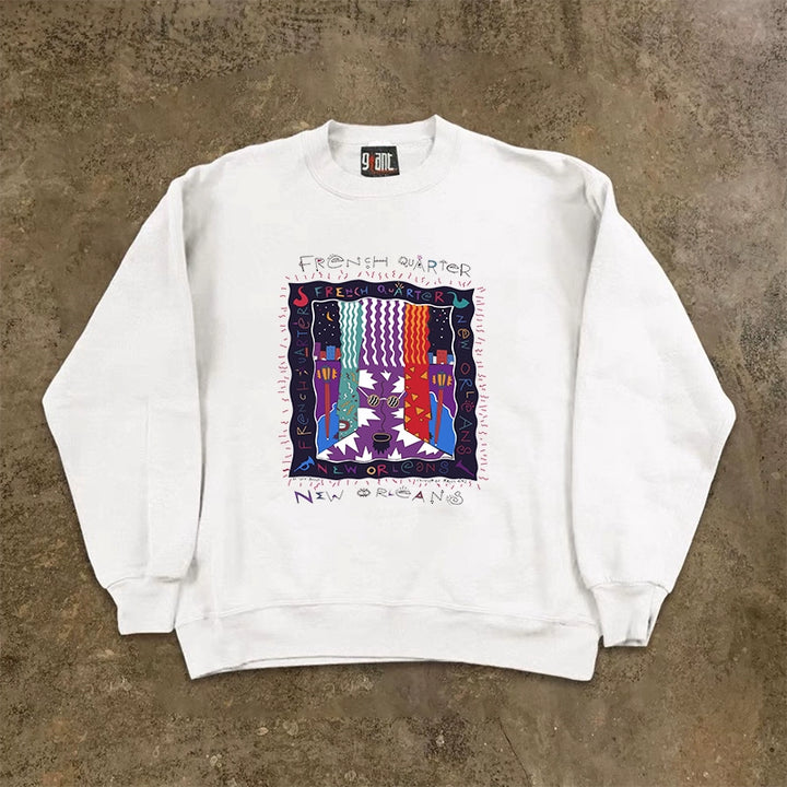 Vintage Portrait Hip Hop Crew Neck Sweatshirt