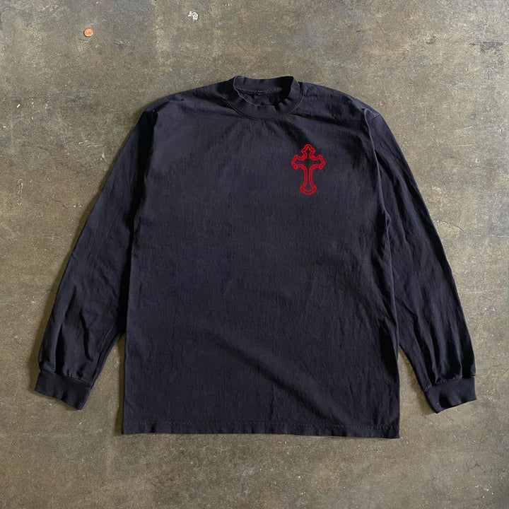 Contemporary Cotton Round Neck Long Sleeve T-Shirt