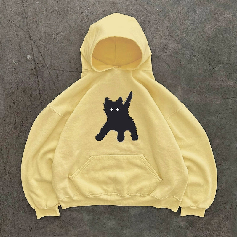 Spooky Black Cat Vintage Hoodie