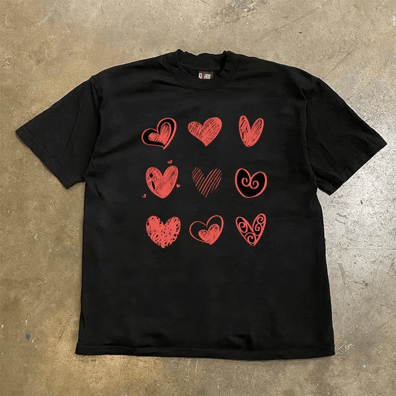 Graphic Love Print Heavy Cotton T-Shirt