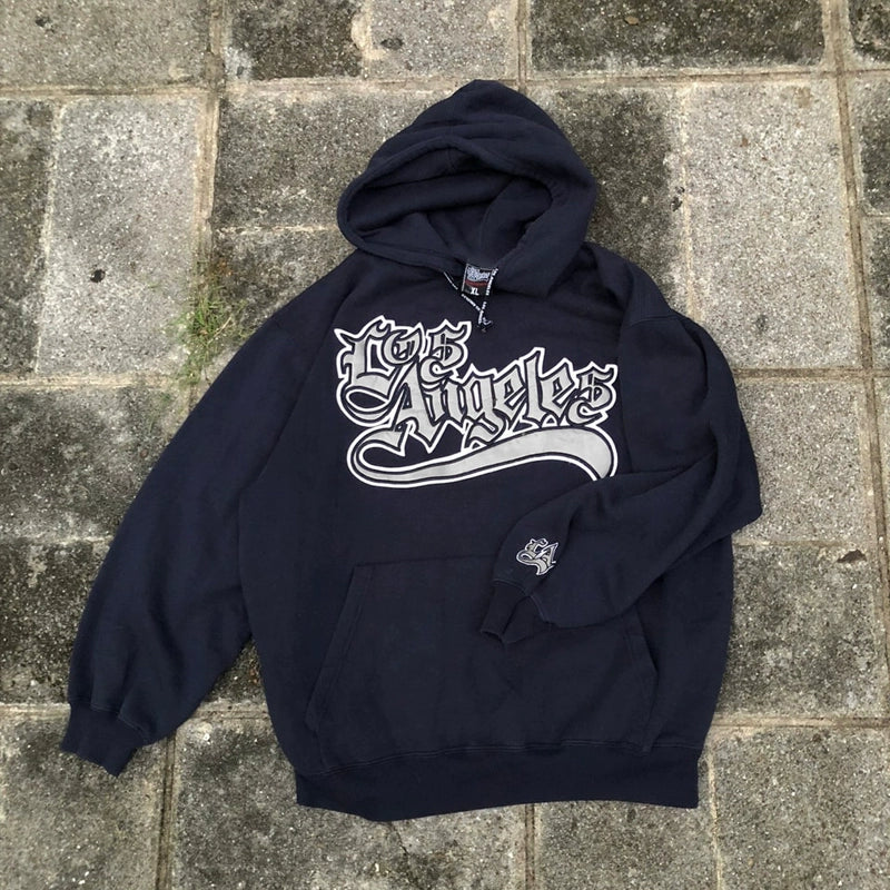 Navy Hoodie with Artistic Lettering Design