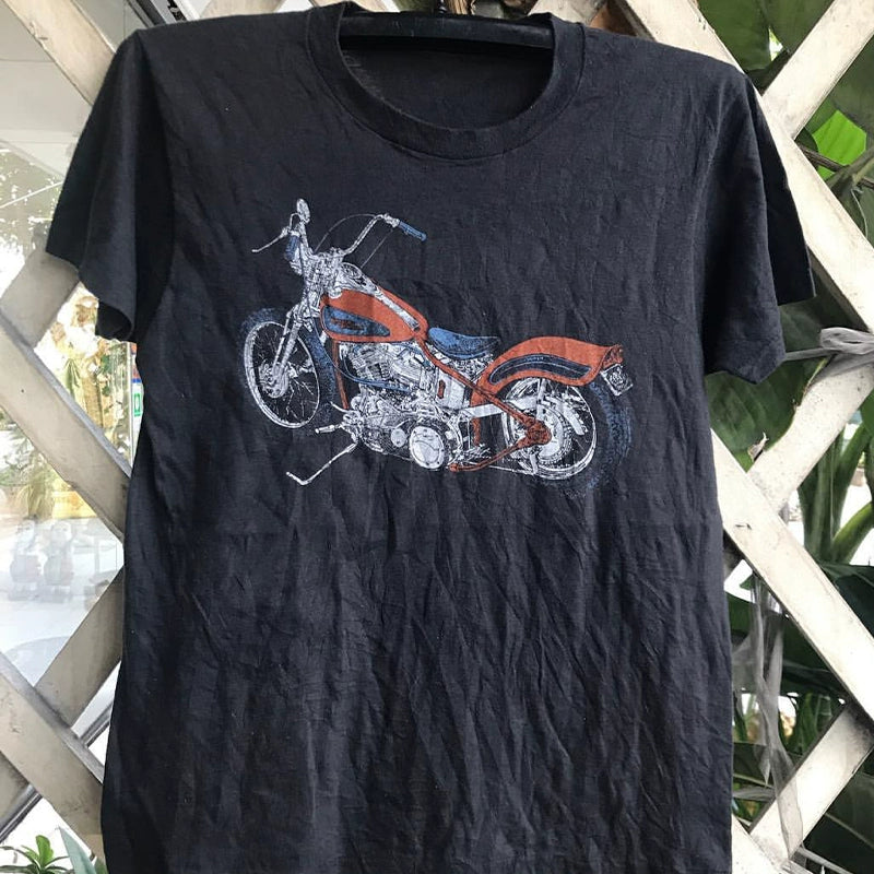 Retro American Motorcycle Style Print T-Shirt