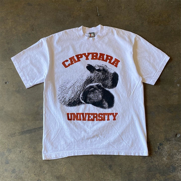 Retro Capybara Print T-Shirt