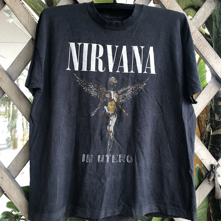 Nirvana Retro Angel Rock Graphic T-Shirt