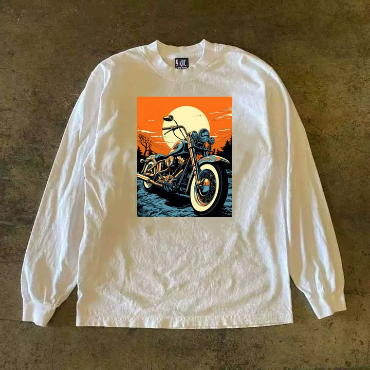 Vintage American Graphic Print Cotton Long Sleeve T-Shirt