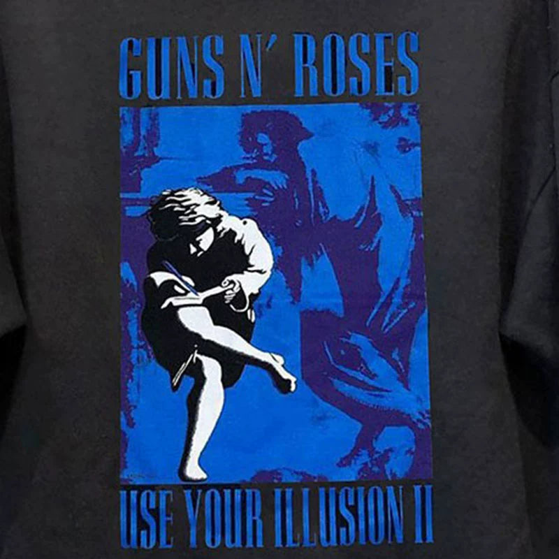 Retro Guns N' Roses Floral Graphic Long-Sleeved Sweater