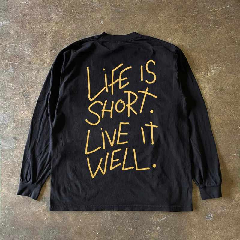 Hand-Drawn Letter Design Cotton Long Sleeve T-Shirt