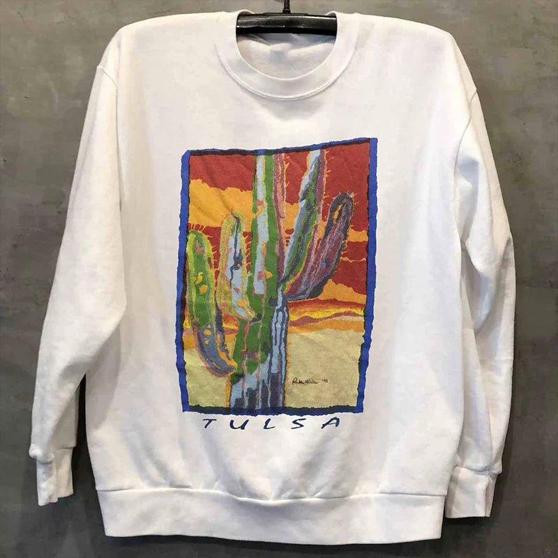 Cactus Impressionist Oil Painting Sweatshirt