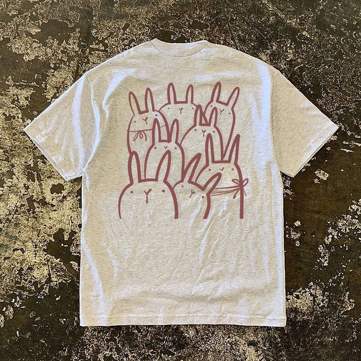 Charming Rabbit Graphic Short Sleeve T-Shirt