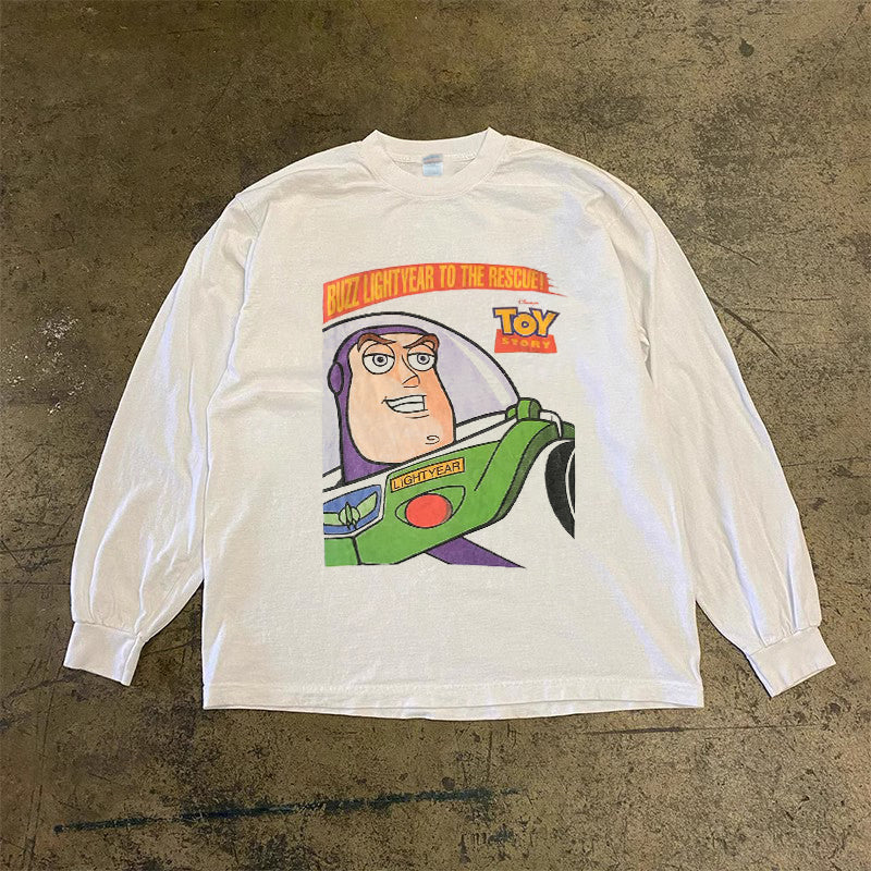 Bold Cotton Graphic Long Sleeve T-Shirt with Space Explorer Design