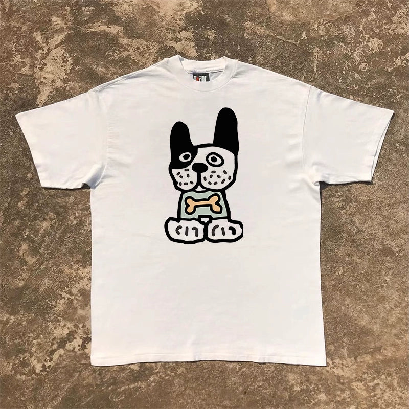 Playful Hong Kong Style Dog Duo Short-Sleeved Tee