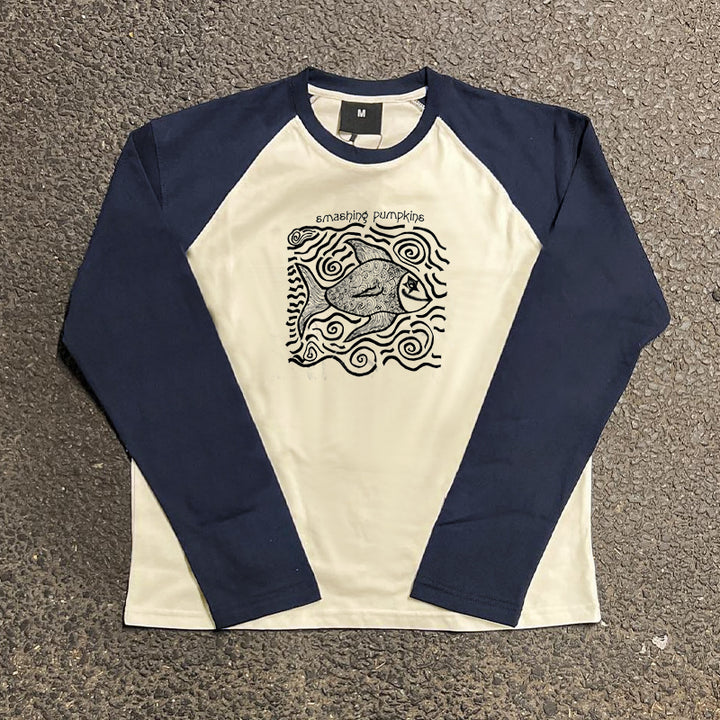 Oversize Long Sleeve T-Shirt with Unique Illustrations