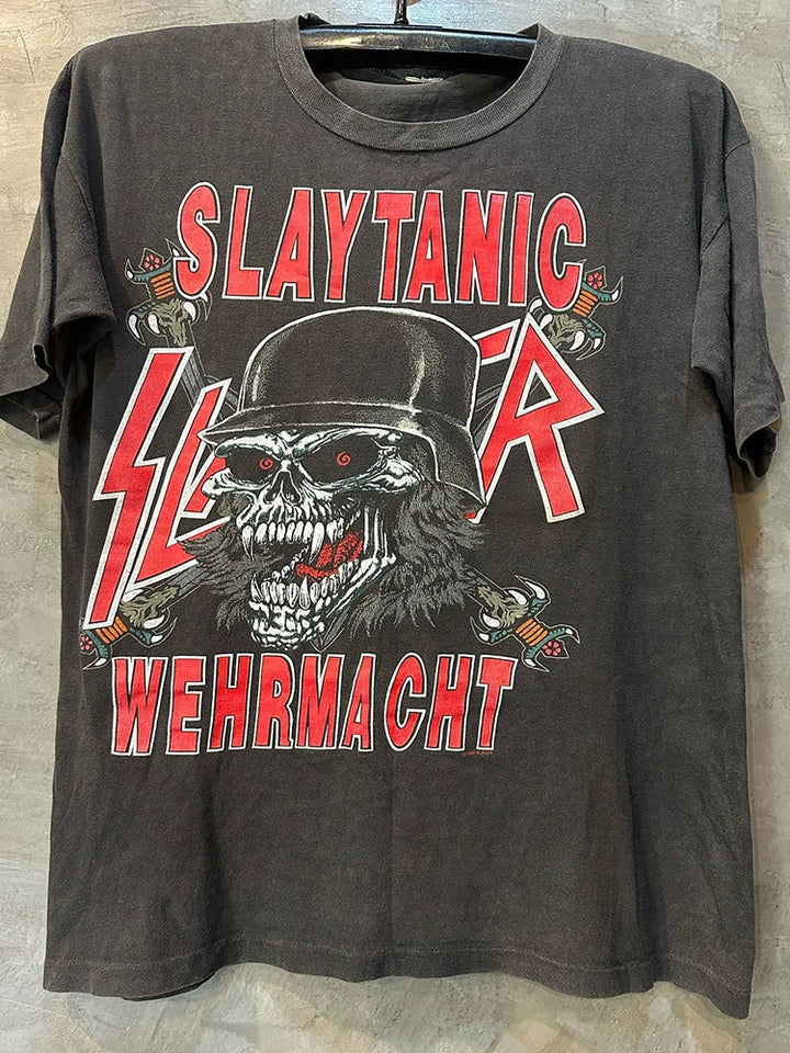 Vintage Slayer Metal Skull Helmet Graphic Tee