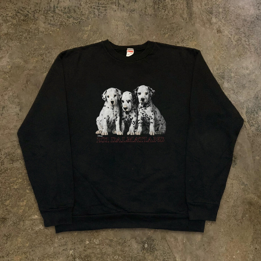 Vintage American Round Neck Sweatshirt with Three Dotted Dogs Design