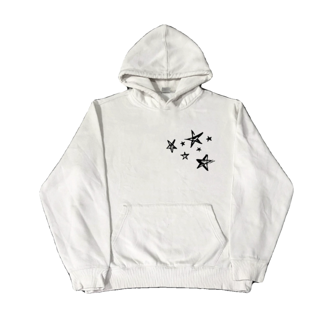 Hand-Drawn Star Logo Print Hoodie