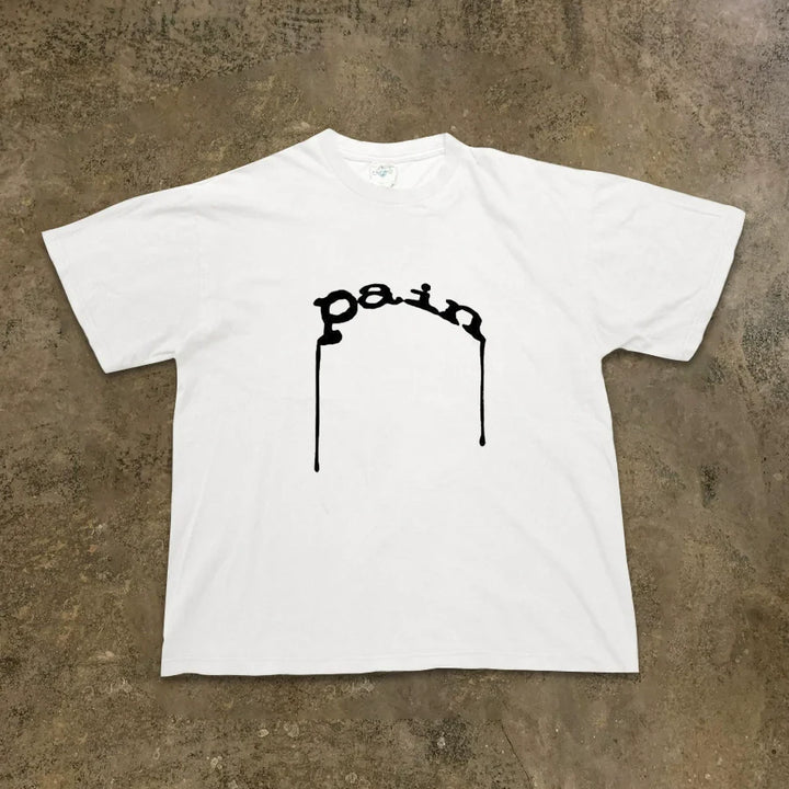 Pain Letter Graphic Cotton T-Shirt