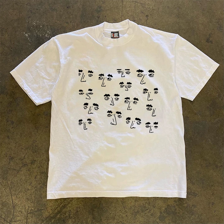 Operable Eye Design Hip-Hop Short-Sleeve T-Shirt