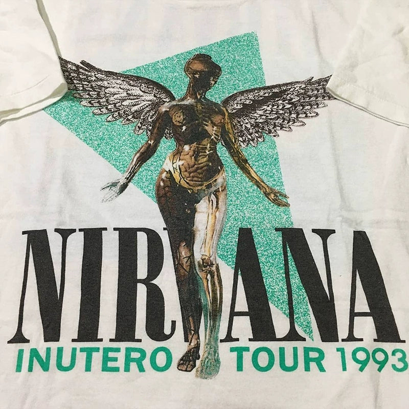 Nirvana Angel Rock Band Vintage Retro Half Sleeve Tee