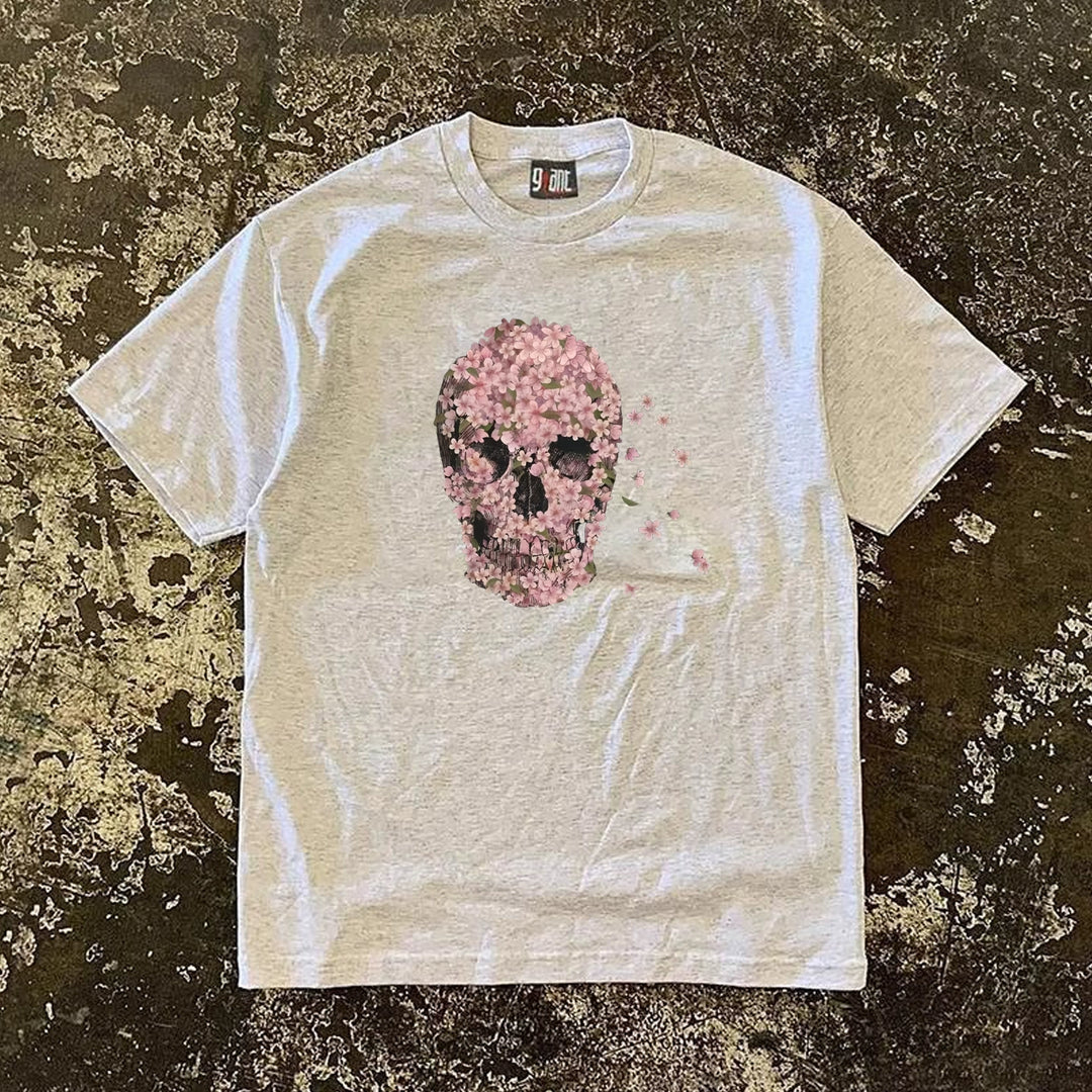 Sakura Skull Graphic Tee in Heavy Cotton