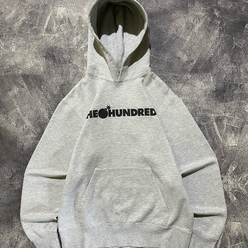 Grey Graphic Hooded Sweatshirt