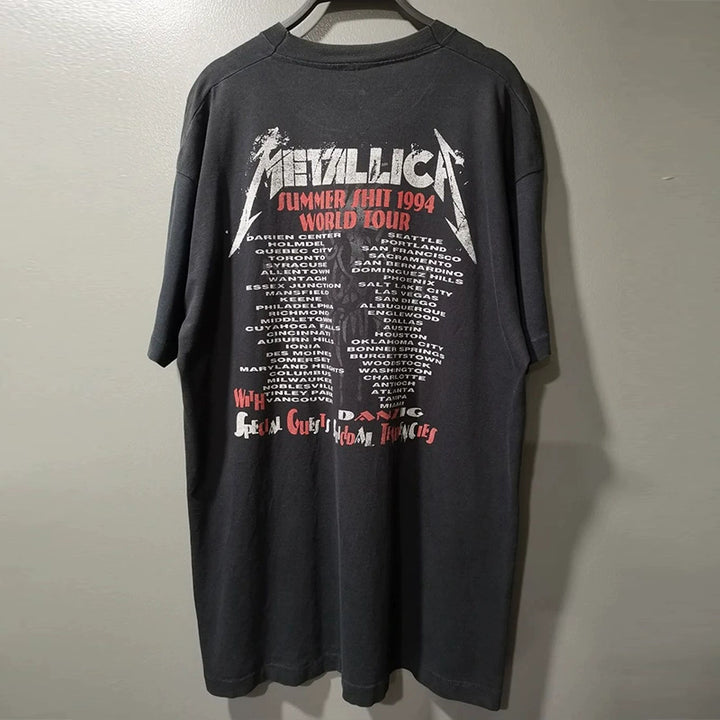 Metallica-Inspired Hip Hop Heavy Cotton T-Shirt with Urban Edge Design