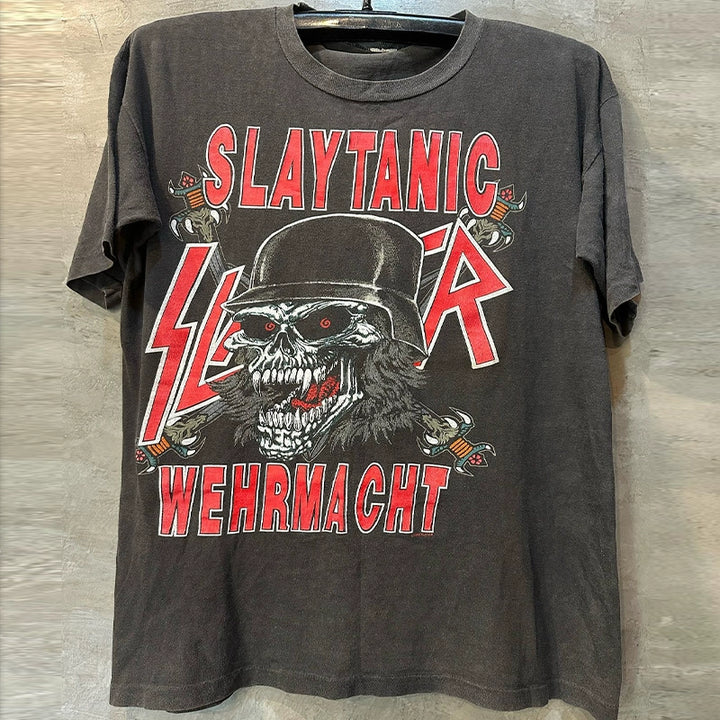 Vintage Slayer Metal Skull Helmet Graphic Tee