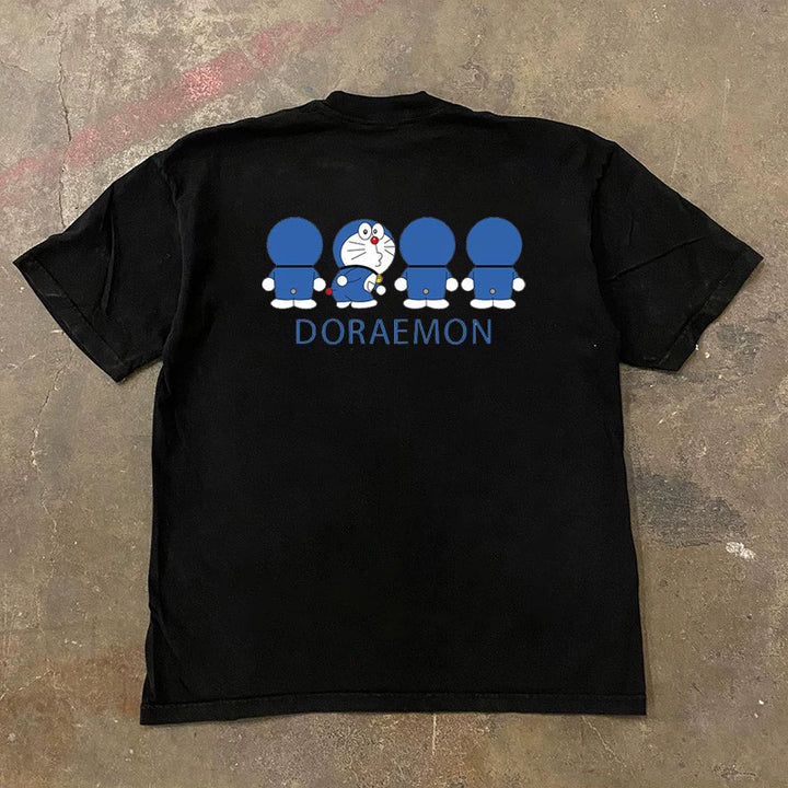 Cotton Print Short-Sleeved T-shirt with Graphic Design
