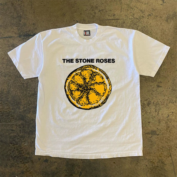 Heavy Impermeable Stone Rose Graphic T-Shirt