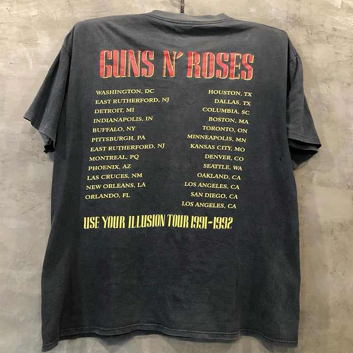 Gunsn Rose Gun Flower Vintage Graphic Tee