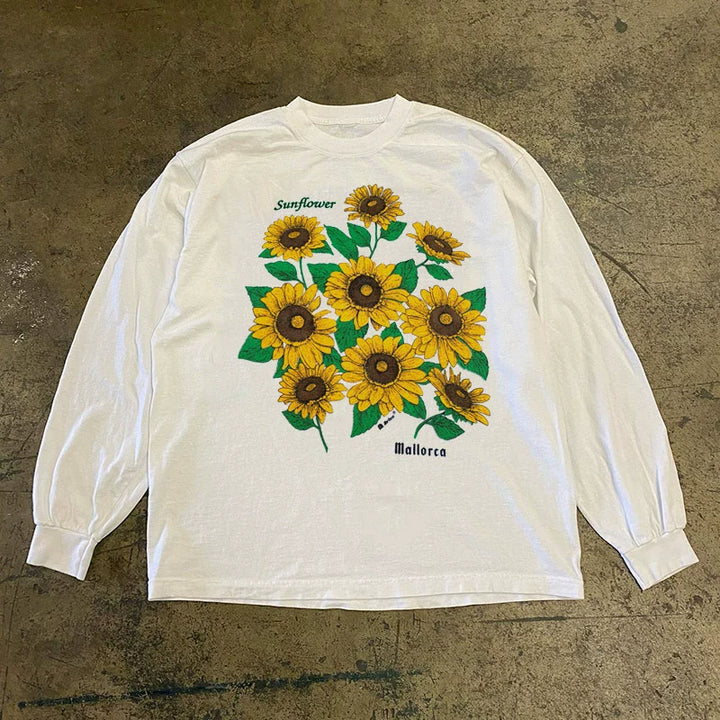 Sunflower Sunshine Graphic Long Sleeve T-Shirt