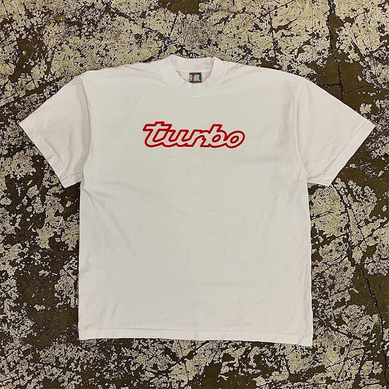 Turbo Retro Letter Graphic T-Shirt