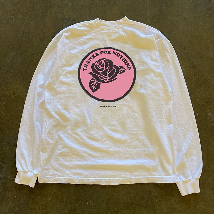 Vintage Rose Coin Graphic Long Sleeve T-Shirt