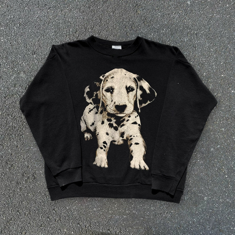 Vintage Dalmatian Print Crewneck Sweatshirt